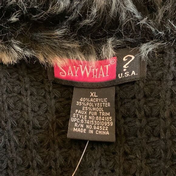 Say What ? Black tie waist sweater jacket Size XL( juniors) NWT - Picture 8 of 9